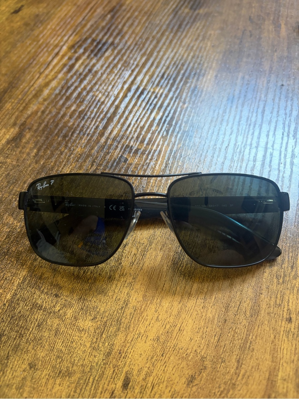 Men’s Ray-Ban polarized Black Metal Square Aviator Sunglasses RB 3530
